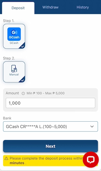 Step 3: Members continue to select a beneficiary GCash account of the bookmaker.