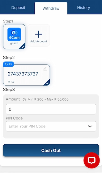 Step 6: Fill in the withdrawal amount and PIN code.